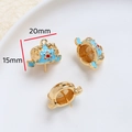 Détail d'accessoires de bijoux couronne de phénix dorés 20mm avec émail bleu pour DIY - Chapeau de Fleurs Or K
