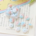 Detail of blue and pink gradient glass flat round beads for DIY handmade jewelry crafts - 10 Pieces Pack / Red and Blue