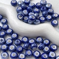Deep blue macaron glazed ceramic flat round beads for DIY jewelry making - Navy Blue (16#)