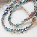 Macro view of colorful iridescent square glass beads for DIY jewelry making - 5# Cyan