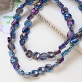 Detailed view of irregular square beads with vibrant AB rainbow metallic coating - 7# Dark Blue