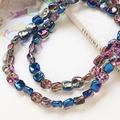 Iridescent square glass beads for jewelry making with blue and purple metallic coating - 11# Blue Purple