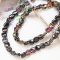 Macro shot of colorful iridescent glass square beads for DIY jewelry making - 13# Light Black Iridescent