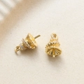 Macro detail of gold-plated bell pendant caps with micro-paved cubic zirconia accents - Christmas Tree Pendant Head / Gold Christmas Tree Pendant
