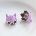 Detail of purple devil charms with heart-shaped crystal eyes for DIY jewelry making - Purple Helmet Platinum Base (5#)