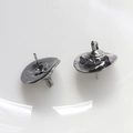 Close-up of black witch hat earrings with purple ears and bow accents on white surface - Gunmetal Black Hat (9#)