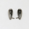 Macro detail of gunmetal grey pearl peg bails with anti-slip needles for jewelry making - Rabbit Ears (Pair) / Gunmetal