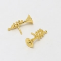 Macro shot of 18k gold-plated trumpet earrings for DIY creative jewelry design - Horn / Gold