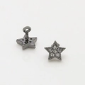 Makroaufnahme der sternförmigen Ohrringe in Gunmetal-Schwarz mit Zirkonia und Schraubverschluss - Stern Gunmetal-Schwarz