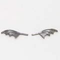 Detailed pair of matte black metal bat wing charms for DIY gothic jewelry making - Bat Wing Style (6#)