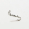 Close-up of silver S-shape earring with intricate scale texture and shiny metallic finish - Tail (8#)