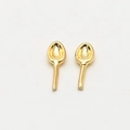 Detailed view of creative gold-plated spoon-shaped earrings on a white background - Ear (10#)