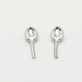 Detail view of silver spoon shaped ear studs made of polished plated copper metal - Ear (11#)