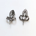 Detail of black plated iris-shaped jewelry connectors with sparkling white zircons - 9# Crown Rhinestone Gun Black