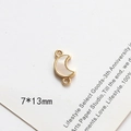 Detailed 7x13mm gold-plated moon pendant with mother of pearl inlay for DIY jewelry making - Double Loop Moon