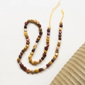Detailed view of irregular natural stone beads in earthy tones for DIY jewelry making - Style 1 (Set of 2 Strands)