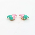 Macro shot of pink and green enamel jester hat jewelry findings with gold plating - Jester Hat (01#k Gold Base) / Gold Base