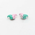 Macro detail of enamel jester hat charms in pink and green with silver metal plating - Jester Hat (02# White K Base) / Silver Base