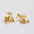 Detail von vergoldetem Drachen-Ohrring-Rohling mit Perlenfassung für DIY-Schmuck - K Gold Farbe