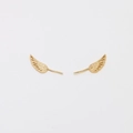 Detailed close-up of gold-plated angel wings with fine feather texture for DIY jewelry - Feather Wing Style (01#) / K Gold