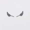 Macro detail of dark silver wing-shaped metal studs with intricate feather texture - Feather Wing Style (03#) / Gunmetal
