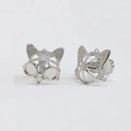 Detalle de colgantes de jaula para perlas con forma de gato y circonitas blancas - Colgante de Jaula de Perla Artificial en Forma de Zorro (05# Chapado en Oro Blanco)