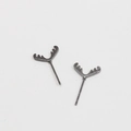Detail of antler-shaped stud earrings in gunmetal finish with branch-like texture - Antler Pin Style (04# Gun Black) / Gunmetal