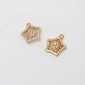 Detailansicht eines vergoldeten Sternanhängers mit Zirkonia für DIY-Schmuckherstellung - Radiales Pentagramm-Stil (02#)