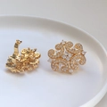 Close-up of gold plated baroque earrings with zircon pavé and hollow pattern - 1# Gold Single