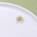 Detailed close-up of handmade white flower bead with yellow center for DIY floral jewelry - Pear Blossom (05#)