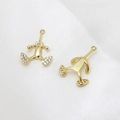 Vue macro de pendentifs fantômes dorés avec détails en zircone cubique pour bijoux DIY - Pièce Unique / Corps Or K (07#)