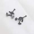 Détail de breloques ancre avec nœud en métal noir et zircone cubique pour bijoux DIY - Pièce Unique / Corps Gris Anthracite (09#)