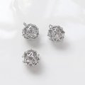 Detailed view of hollow silver spheres with embedded cubic zirconia for DIY jewelry making - Triangle Grid Hollow Sphere Style (06#)