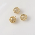 Detailed view of 18K gold-plated hollow geometric pendants with embedded cubic zirconia - Pattern 6 (9x9mm)
