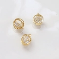 Detailed view of birdcage gold plated pendants featuring embedded cubic zirconia - Pattern 7 (8x9mm)
