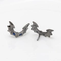 Gothic bat wing earrings with dark navy crystals in gunmetal finish for DIY jewelry - 03# Gun Black Bat Style