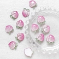 Roze perzik hars bedeltjes met groene bladeren en kleurverloop voor DIY-sieraden - 4# Perzik Stijl (4# Stukprijs)