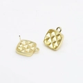 Golden square geometric stud earring findings with textured relief for DIY jewelry making - Square Textured Style (02# Price per Unit)
