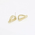 Golden teardrop hollow alloy earring studs with loop for DIY jewelry making - Teardrop Hollow Style (04# Single Piece)