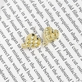 Golden heart-shaped alloy earring stud with mesh texture and small hanging loop - Heart-Shaped Mesh Relief Style (#07 Price per Piece)