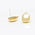 Goldene quadratische Legierung Ohrstecker mit Loch für DIY Schmuckherstellung - Glatter abgerundeter quadratischer Stil (08# Einzelpreis)