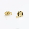 Goldene runde geometrische Ohrstecker mit schwarzer Emaille und DIY-Haken - Runder schwarzer Emaille-Stil (Größe 10, Einzelstück)