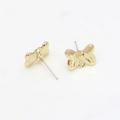 Goldene Schleifen-Ohrstecker aus Legierung mit s925 Silberstift und Öse für DIY-Schmuck - Schleife Metall Design (#16 Einzelpreis)