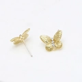 Goldene Schmetterling Ohrstecker mit funkelnden Kristallen und feiner Textur - Schmetterling Strass Design (Größe 17#, Einzelpreis)