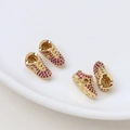 Set of four gold-plated sneaker charms with ruby-purple zircon pave and lace detailing - Single Piece / Left (Rose Red Zirconia Gold)