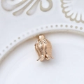 Detailed macro view of a rose gold flower bud pendant with textured stripes on white ceramic - Bud-Shaped Horizontal Texture (5# Single Piece)