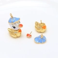 Detailed view of DIY duck jewelry components with gold plating and blue enamel accents - Duckling Accessory Set