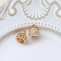 Macro shot of gold-plated bell-shaped pendants with zircons and hollow design for DIY jewelry - Bell-Shaped Mesh Rhinestone Style (#11 Single Piece)