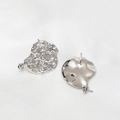 Detail of silver 925 moon earrings with irregular lava texture and DIY hanging loop - Irregular Textured Style (No. 5 White Gold, Single Piece) / Silver