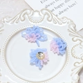 Handmade beaded flower charms with gold metal base for DIY earrings in a decorative plate - Blue Flower